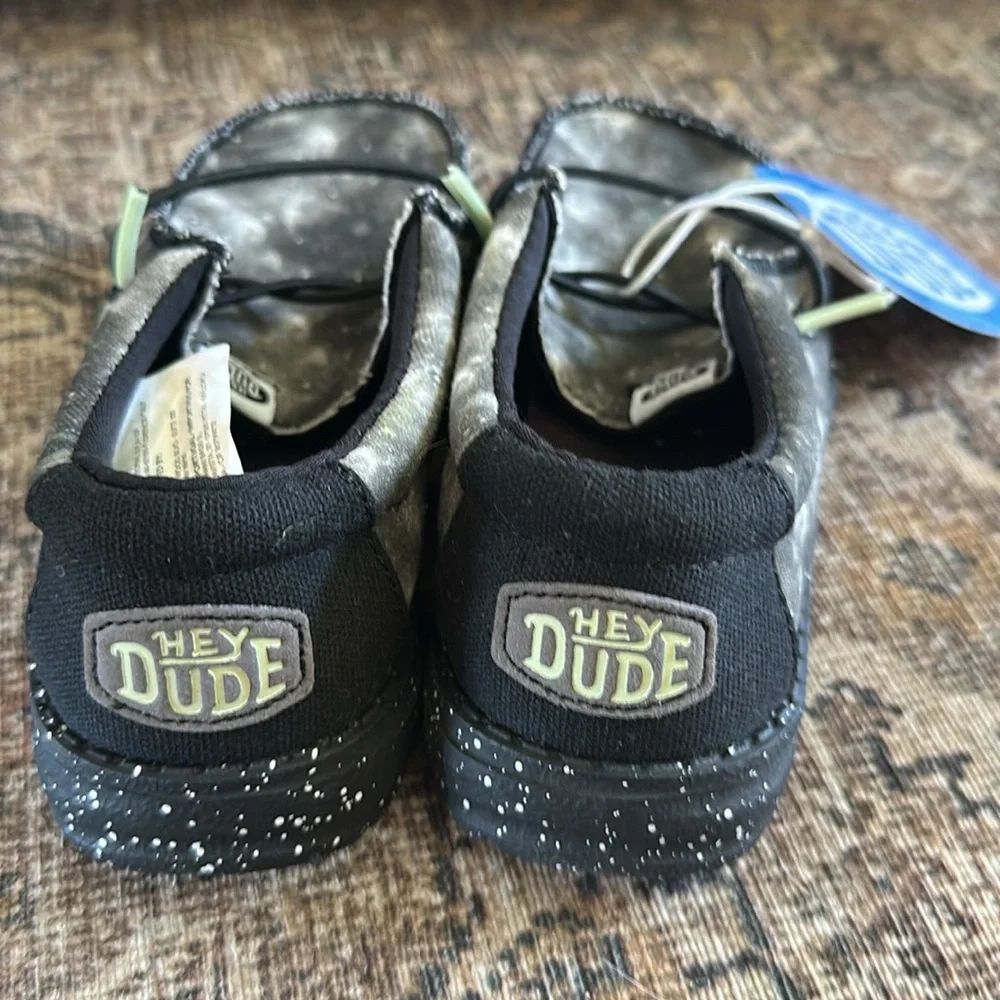 NWT Hey Dude Kids Shoes - Wally Galaxy- Black Multi Glow- 10